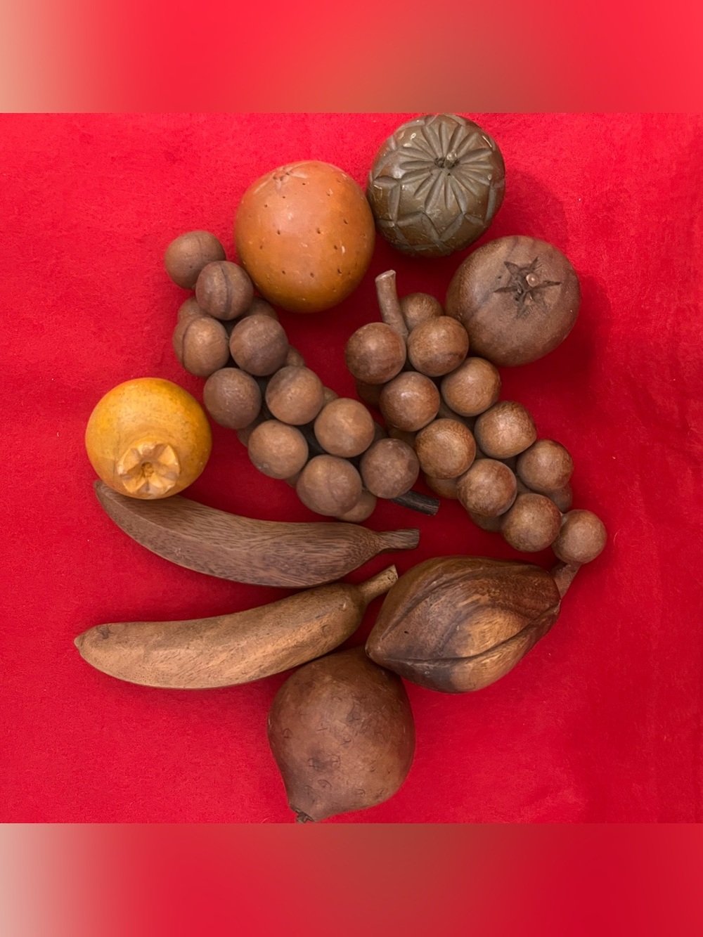 Vintage Hand Craved Wood Fruit Decor